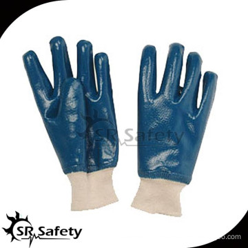 SRSAFETY full coated blue nitrile glove factory for metal and heavy industrial working gloves